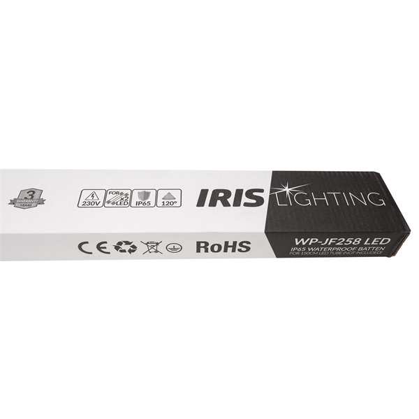 Iris Lighting JF258 T8 LED fénycsőre előkészített por- és páramentes lámpatest IP65 150cm fém békazárral