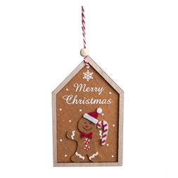 Iris fa akasztós ház + mézi karácsony 8*13 cm