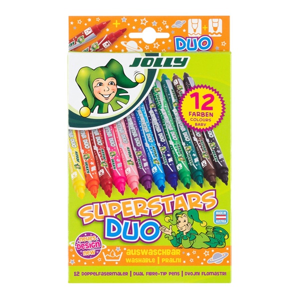 Jolly Superstars Duo 12 darabos kétvégű filctoll készlet