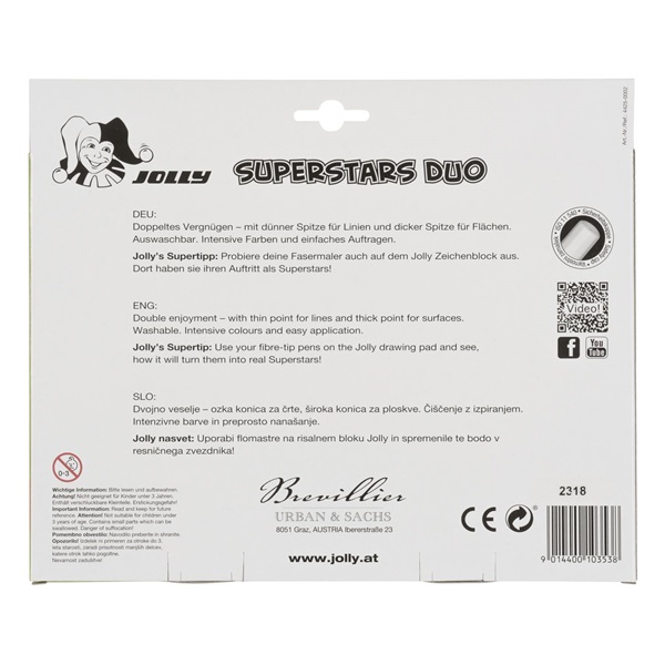 Jolly Superstars Duo 24 darabos kétvégű filctoll készlet