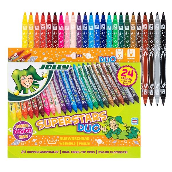 Jolly Superstars Duo 24 darabos kétvégű filctoll készlet