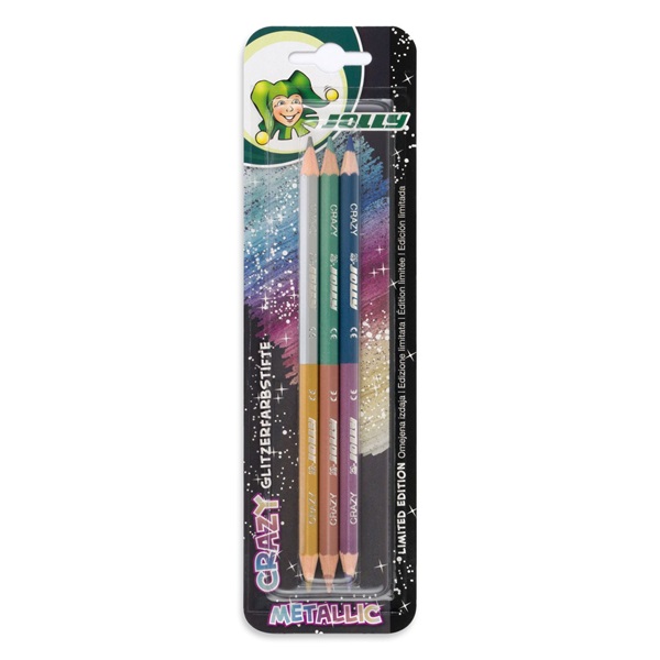 Jolly Superstick Crazy Metallic 3 db/6 szín kétvégű metál színesceruza készlet