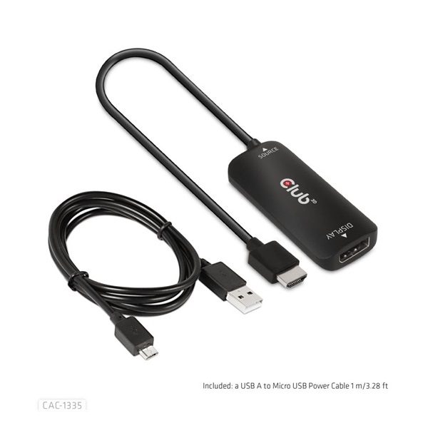 Club3D CAC-1335 HDMI + Micro USB - DisplayPort 4K120Hz/8K30Hz aktív adapter