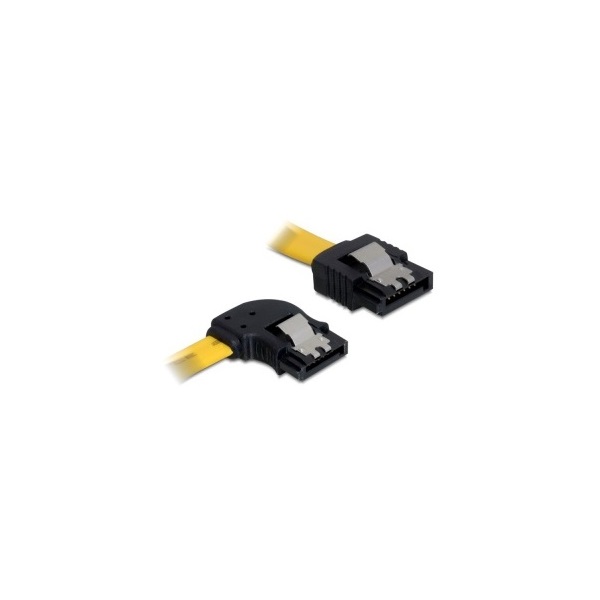 Delock 82492 0,3m bal/egyenes sárga SATA (fémlappal) összekötő kábel