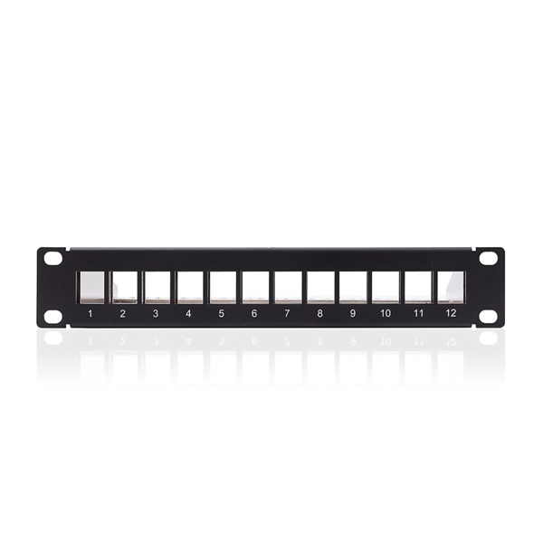 KE-Line 10" 1U 12 port moduláris fekete üres patch panel