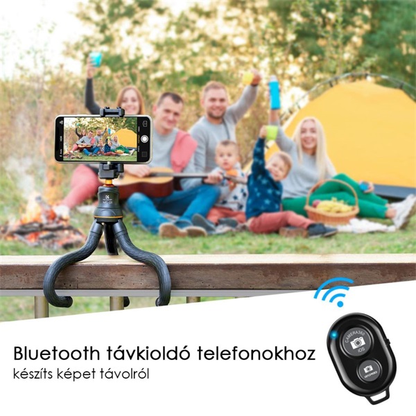 K&F Concept MS-01 hajlítható lábú állvány, gömbfejjel, bluetooth kioldóval
