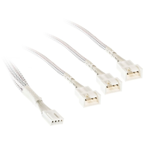 Kábel 3-es PWM elosztó, 35cm, harisnyázott, Fehér