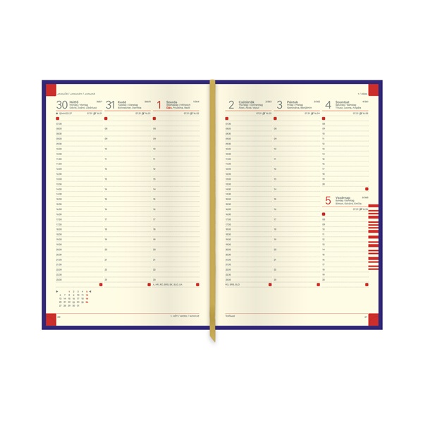 Kalendart Business 2026 B011 B5 heti beosztású bordó határidőnapló