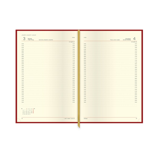 Kalendart Classic 2026 C020 B5 napi beosztású bordó határidőnapló