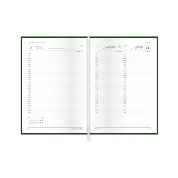 Kalendart Economic 2026 E021 A5 napi beosztású zöld határidőnapló