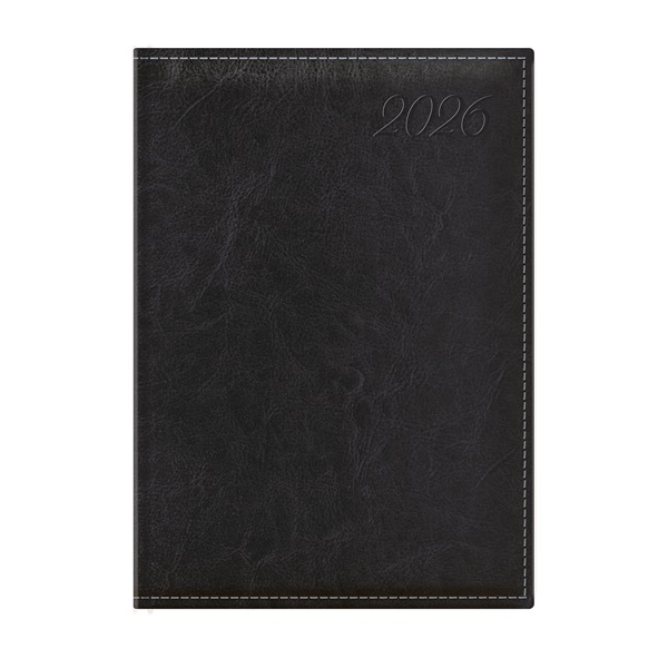 Kalendart Image 2026 I021 A5 napi beosztású fekete határidőnapló