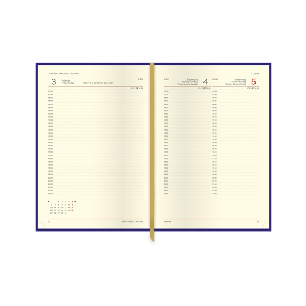 Kalendart Image 2026 I021 A5 napi beosztású piros határidőnapló