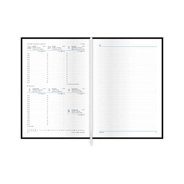 Kalendart Linea 2026 L015 A5 heti beosztású kék határidőnapló