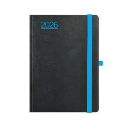 Kalendart Nero 2026 N021 A5 napi beosztású fekete-kék határidőnapló
