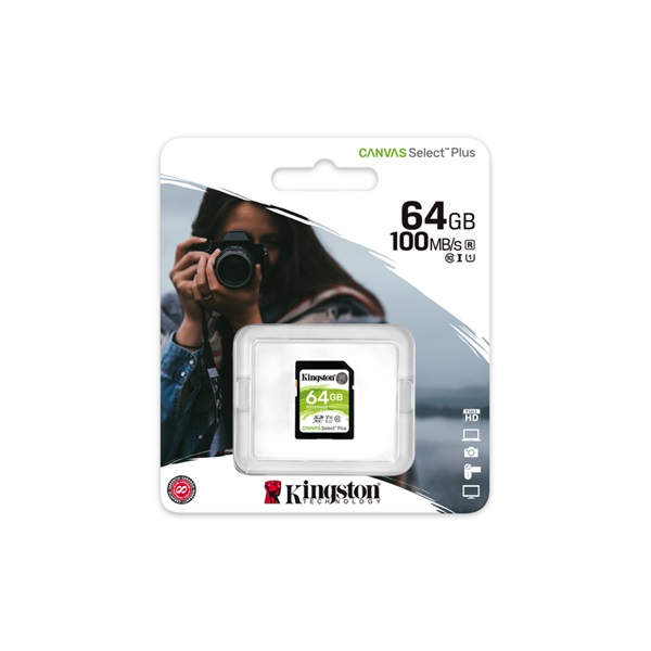Kingston 64GB SD Canvas Select Plus (SDXC Class 10 UHS-I U1) (SDS2/64GB) memória kártya
