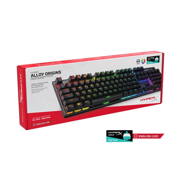 Kingston HyperX Alloy Origins (AQUA switches) US világító gamer billentyűzet