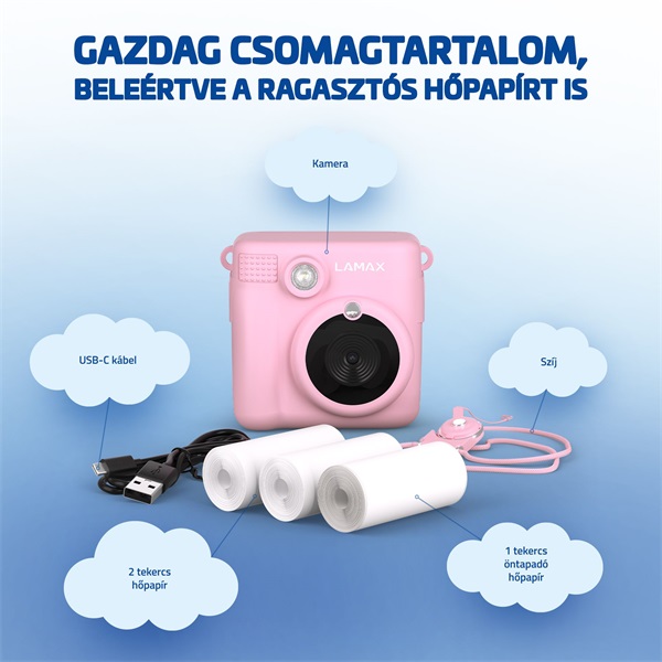 LAMAX InstaKid1 Pink Instant hőpapíros fényképezőgép