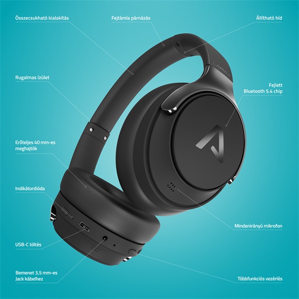 LAMAX MuseComfort1 ANC aktív zajszűrős Bluetooth fejhallgató