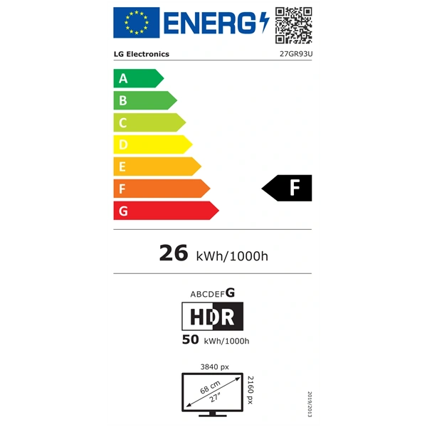LG 27" 27GR93U UHD IPS 144Hz HDMI/DP/USB gamer monitor