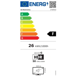 LG 27" 27GR93U UHD IPS 144Hz HDMI/DP/USB gamer monitor
