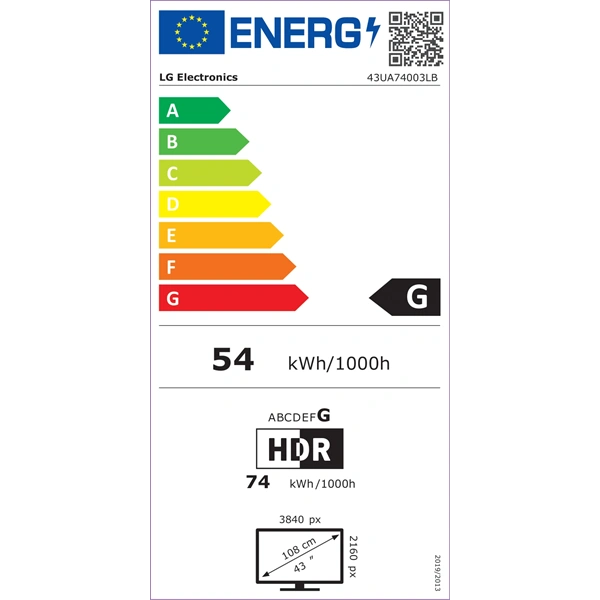 LG 43" 43UA74003LB 4K UHD AI Smart TV