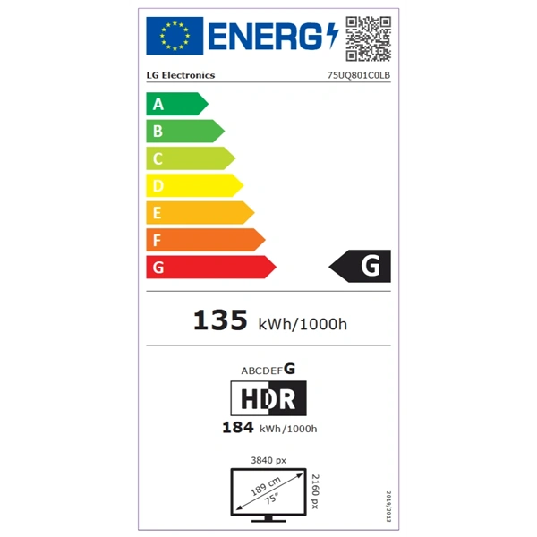LG 75" 75UQ801C0LB 4K UHD Smart LED LCD TV