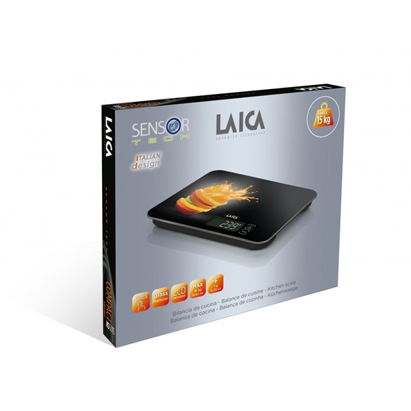 Laica KS5015L narancs mintás fekete digitális konyhai mérleg