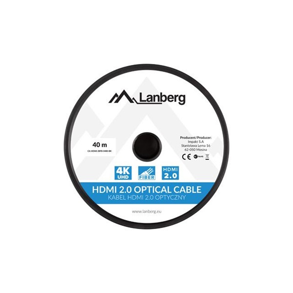 Lanberg 40m aktív optikai HDMI apa-apa fekete AOC kábel