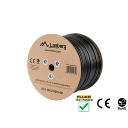 Lanberg LCF5-30CU-0305-BK 305m Cat5e F/UTP AWG24 Fca PE+PVC árnyékolt zselés kültéri fekete kábel