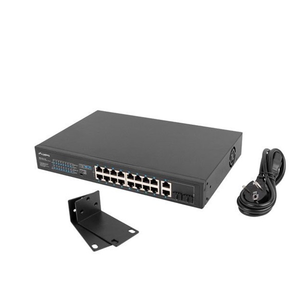 Lanberg RSFE-16P-2C-250 16x100Mbps PoE+ LAN 2x1GbE RJ45/SFP combo port nem menedzselhető PoE switch