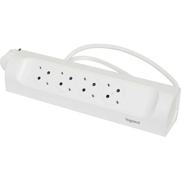 Legrand 694501 1m vezetékkel sarokba illeszkedő fehér 4x2P+F elosztósor