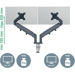 Leitz Ergo Dual  fekete helytakarékos monitorkar két monitorhoz