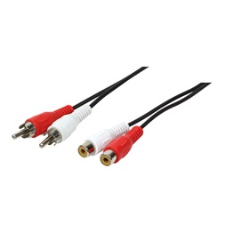 Logilink CA1037 Audiokábel, 2x RCA/M - 2x RCA/F, fekete, 5 m