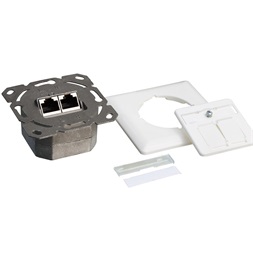Logilink NP0039A Cat.6 fali aljzat 2xRJ45 árnyékolt, hátlappal, fehér