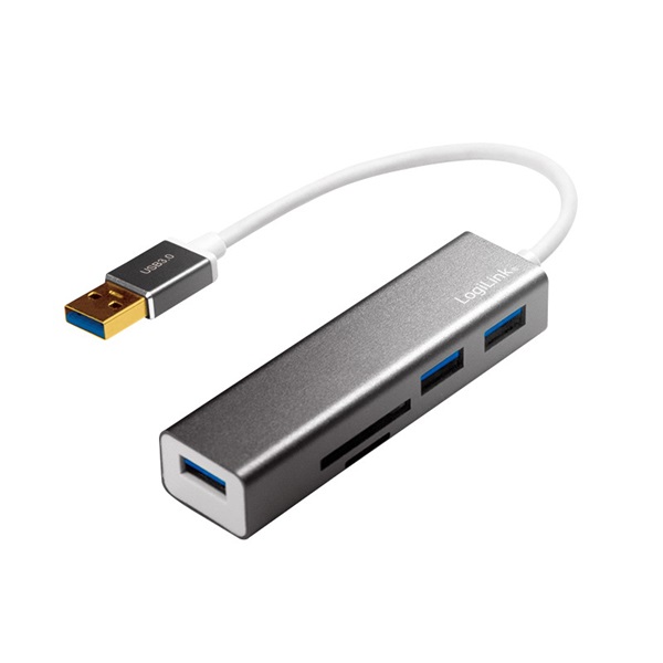 Logilink UA0306 USB 3.0, 3 portos hub, kártyaolvasóval