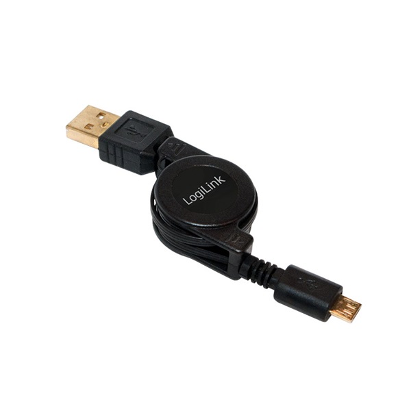 Logilink CU0090 USB Micro-B apa - USB A apa felcsévélhető kábel