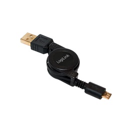 Logilink CU0090 USB Micro-B apa - USB A apa felcsévélhető kábel