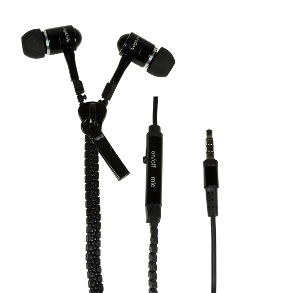 Logilink HS0021 "Zippzár" Sztereo mikrofonos fülhallgató, távirányítóval, fekete