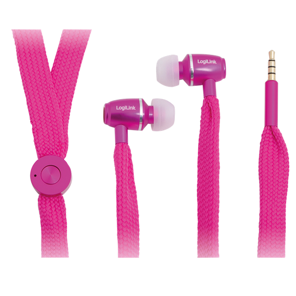 Logilink HS0026 Zsinóros fülhallgató mikrofonnal, pink