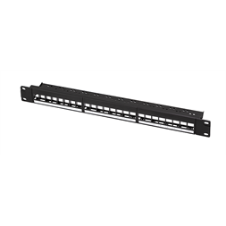 Logilink NK4065 19" patch panel 24 Keystone jack csatlakozóhoz, 1U, terheletlen, fekete