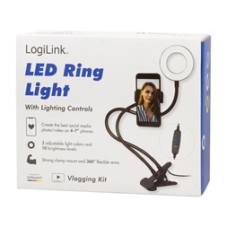 Logilink AA0150 8,5cm fekete LED körlámpa okostelefonhoz