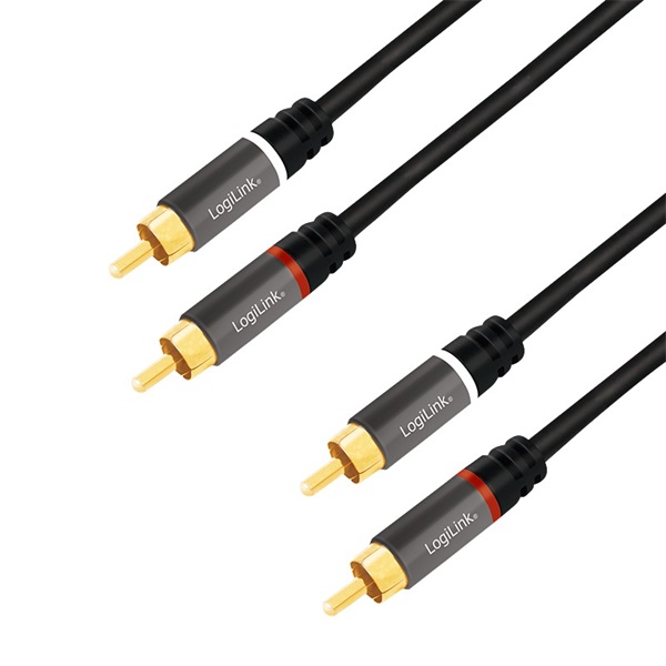 Logilink CA1204 2m 2xRCA apa - 2xRCA apa fém audió kábel