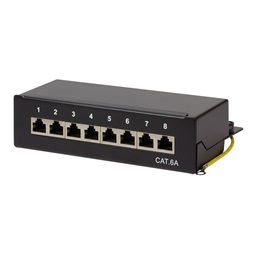 Logilink NP0018B Cat.6A Patch Panel 8 portos árnyékolt, asztali, fekete