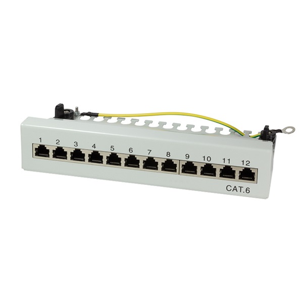 Logilink NP0017A Cat.6 Patch Panel 12 port árnyékolt, asztali, világosszürke