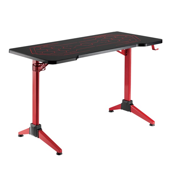 Logilink EO0043 Gaming Desk, 120x60 cm, üvegfelület RGB világítással, piros asztalkeret