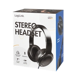 Logilink HS0057 Sztereó fejhallgató mikrofonnal, 3,5 mm-es fejhallgató-csatlakozó, fekete