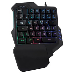 Logilink ID0181 megvilágított egykezes fekete gamer billentyűzet
