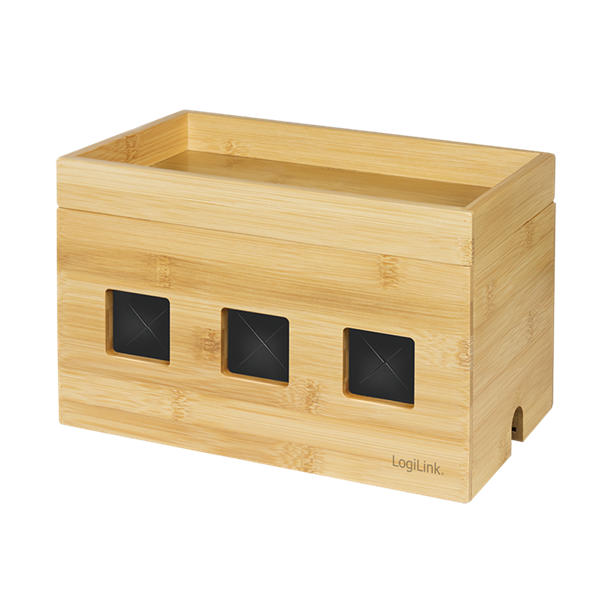 Logilink KAB0076 Kábeldoboz, 255x140x165 mm, bambusz