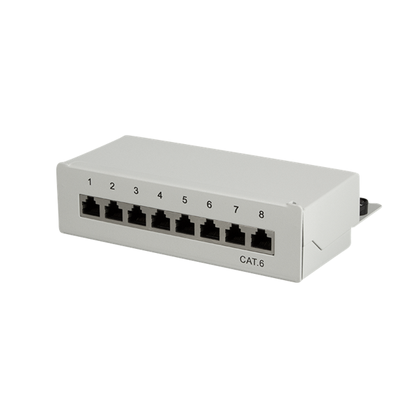 Logilink NP0016A Cat.6 Patch Panel 8 portos árnyékolt, asztali, világosszürke