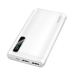 Logilink PA0280W Power bank 10000 mAh, 2x USB-A, 2 az 1-ben kábel, kijelzővel, fehér